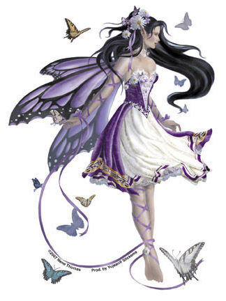 dark fairy tattoos. Graceful dark-haired fairy in