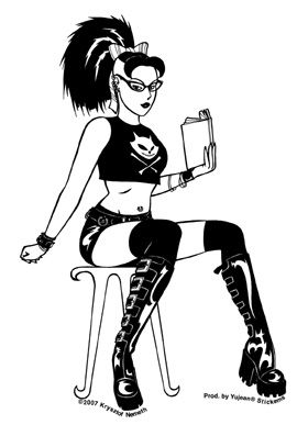 book worm girl sticker