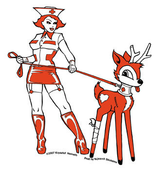nurse and deer sticker