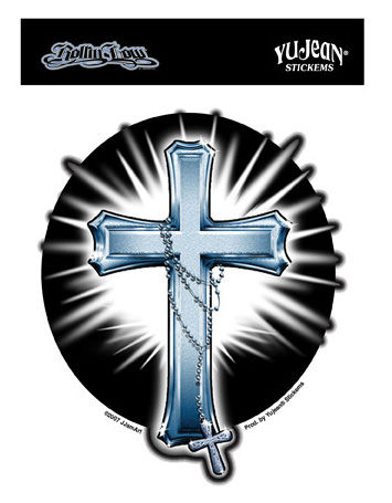 rosary and cross sticker