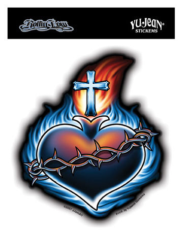 Heart Tattoo Designs, Heart With Wings Tattoos, & Sacred Heart Tattoo Tattoo Sacred Heart, with the Crown of Thorns. 4.25"x5" die-cut sticker.