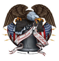 freedom & liberty, eagle and flag sticker
