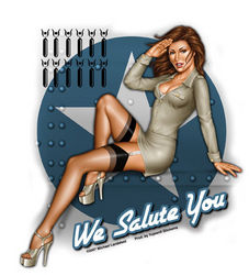 we salute you patriotic pin-up sticker
