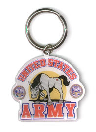 closeout - army mascot metal keychain