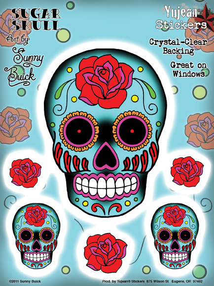 tattoos of skulls and flowers. Sunny Buick Sugar Skull 6x8