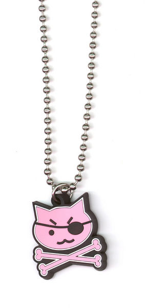 pirate kitty rubber pendant necklace