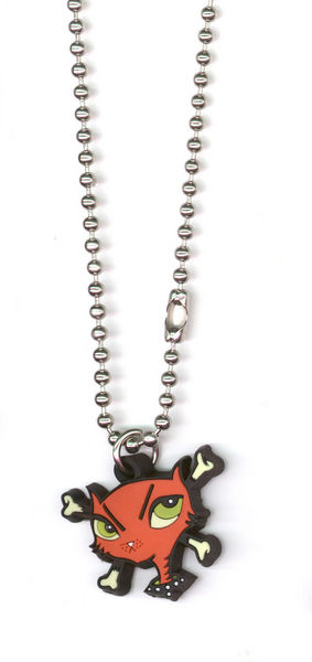 archaic cat rubber pendant necklace