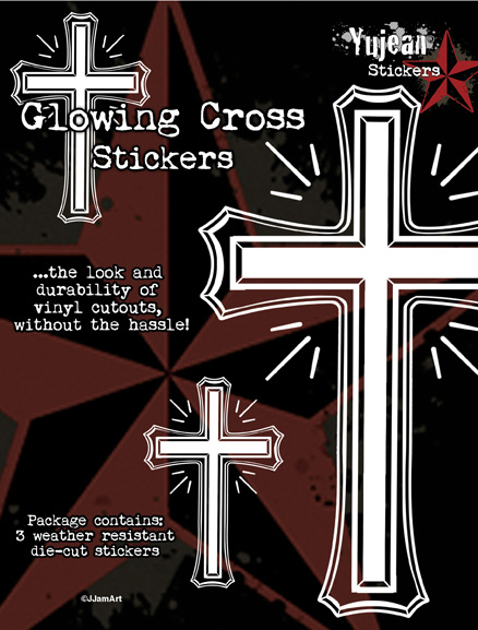 White Glowing Cross Sticker Set | 6x8