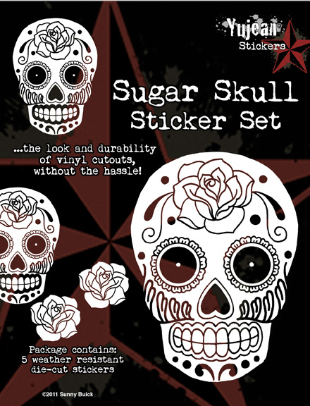 White Sugar Skull Sticker Set | All-White and Rub On Stickers