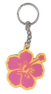 Hibiscus Keychain - Pink/Gold