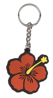 Hibiscus Keychain - Red/Black