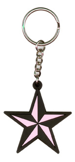 Nautical Star Rubber Keychain - Pink/black