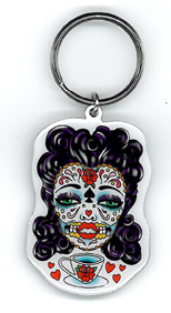 Sunny Buick Tea Lady Sugar Skull Key Ring | Keychains!