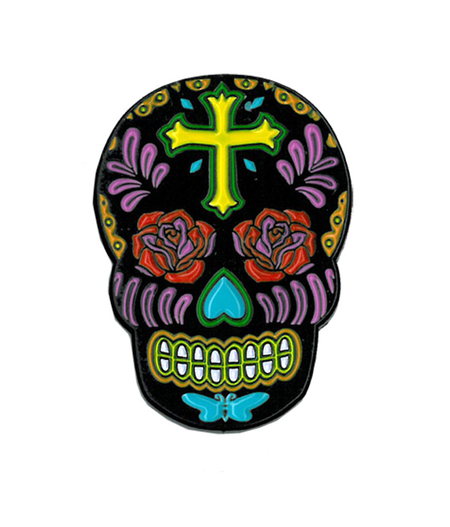 Sunny Buick Rose Cross Skull Enamel Pin | Sugar Skulls