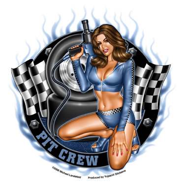 Pit Crew Girl Sticker.