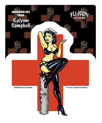 Kalynn Campbell Lowbrow Naughty Nurse Pinup Sticker