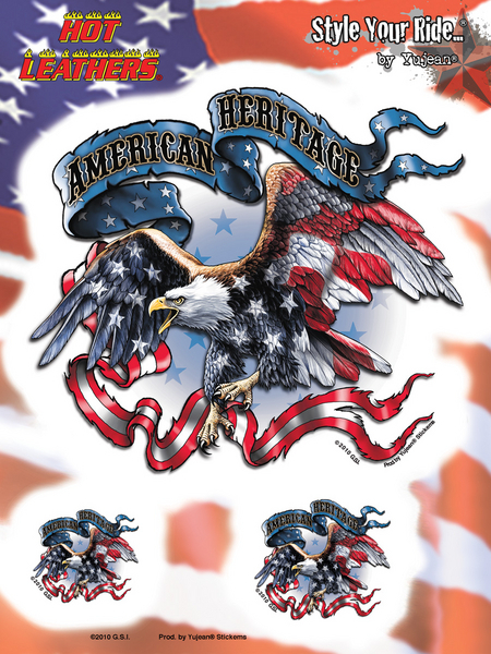 Hot Leathers American Heritage Patriotic Eagle Sticker Set