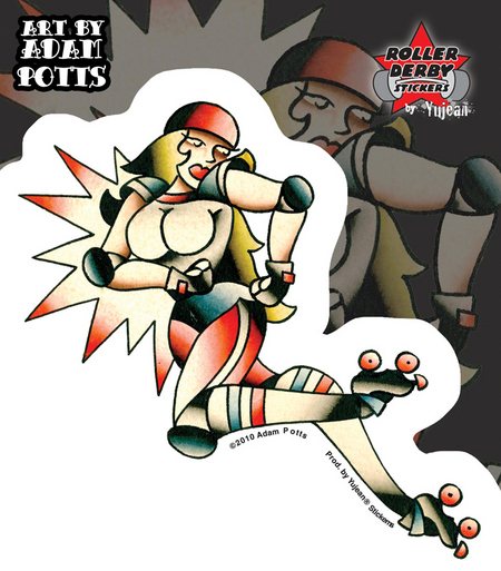 Adam Potts Blocker Tattoo Roller Derby Sticker