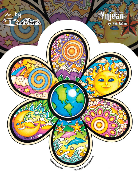 Dan Morris Earth Flower Sticker | Window Stickers: Clear Backing, Put Them Anywhere!