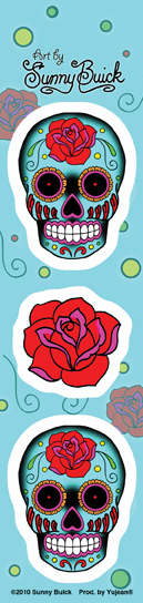 Sunny Buick Mini Rose Skull Strip Sticker | Window Stickers: Clear Backing, Put Them Anywhere!