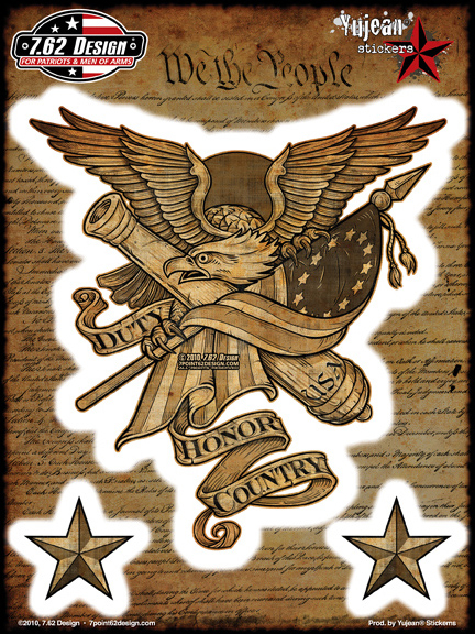 7.62 Design Duty Honor Country 6x8 Sticker | 6x8