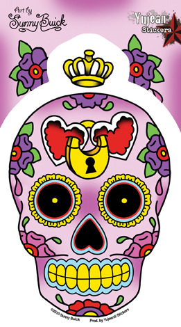 Sunny Buick Heart Lock Sugar Skull Sticker | Window Stickers: Clear Backing, Put Them Anywhere!