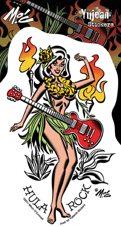 Mitch O'Connell Hula Rock Pinup Girl Sticker | Tropical