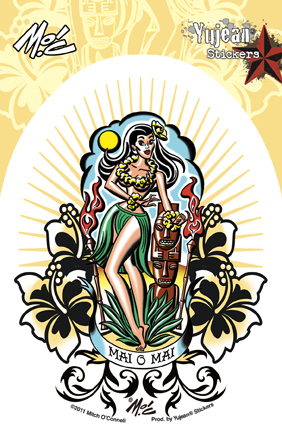 Mitch O'Connell Mai O Mai Hula Girl Sticker | Tropical