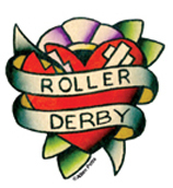 Mini Roller Derby Tattoo Heart Sticker 25-Pack | Roller Derby