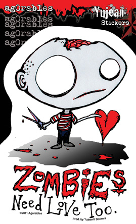 Agorables Zombies Need Love Sticker | Hearts and Flowers