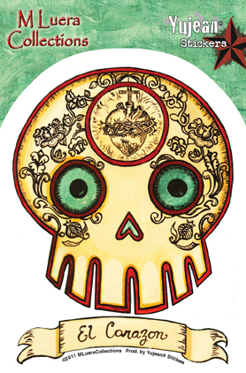 MLuera El Corazon Loteria Day of the Dead Sticker | Window Stickers: Clear Backing, Put Them Anywhere!