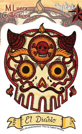 Mluera El Diablo Day of the Dead Skull Sticker | Mix Luera