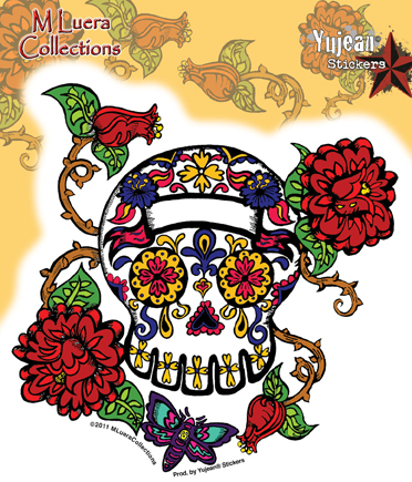 MLuera Thorned Roses Day of the Dead Sticker | Hearts and Flowers