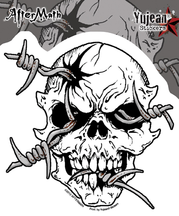 Aftermath Barbwire Skull Sticker | Goth