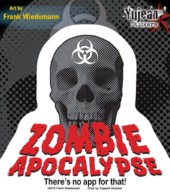 Frank Wiedemann Zombie Apocalypse: No App For That Sticker | Undead, Skeletons and Creatures of the Night