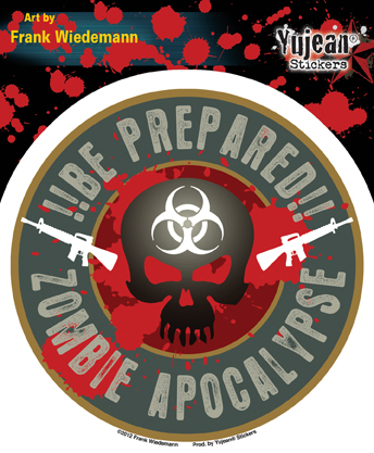 Frank Wiedemann Zombie Apocalypse: Be Prepared!! Sticker | Skool Daze