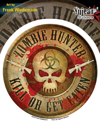 Frank Wiedemann Zombie Hunter Sticker | Window Stickers: Clear Backing, Put Them Anywhere!