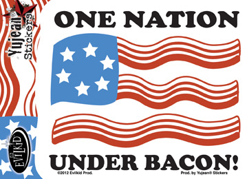 One Nation Under Bacon Sticker | Window Stickers: Clear Backing, Put Them Anywhere!