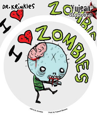 Dr Krinkles I Heart Zombies Sticker | Undead, Skeletons and Creatures of the Night