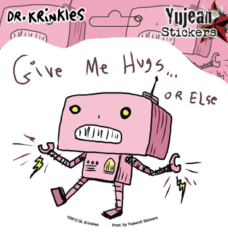 Dr Krinkles Robot Hugs Sticker | Dr Krinkles