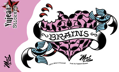 Mitch O'Connell I Heart Brains Zombie Sticker | Stickers
