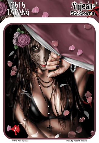 Pete Tapang Cemetery Gates Day of the Dead Pinup Sticker