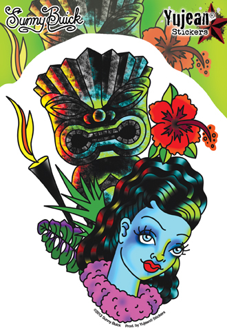 Sunny Buick Leilani Tiki Tattoo Pinup Sticker | Tattoo