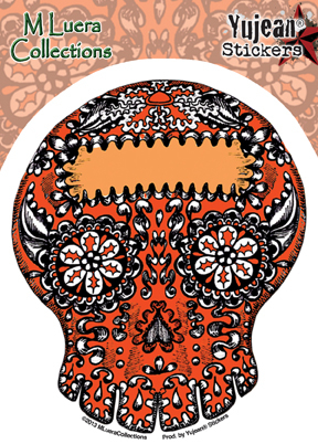 M Luera Kaleidescope Skull Orange Sticker | Mix Luera