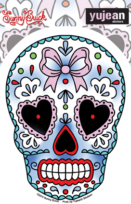 Sunny Buick Valentine Sugar Skull Sticker | Window Stickers: Clear Backing, Put Them Anywhere!