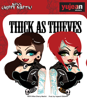Miss Cherry Martini Thick as Thieves sticker | Lowbrow
