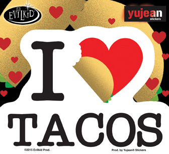 Evilkid I heart tacos | Window Stickers: Clear Backing, Put Them Anywhere!