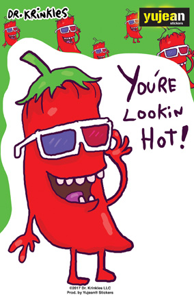 Dr. Krinkles Chili Pepper Sticker | Window Stickers: Clear Backing, Put Them Anywhere!