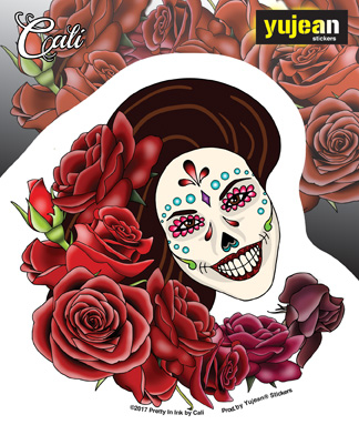 Cali Resting in Roses Sticker | Cali