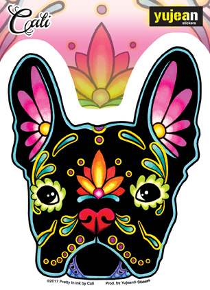 Cali French Bulldog Sticker | Day of the Dead Stickers, Patches, Button Boxes & Pins!